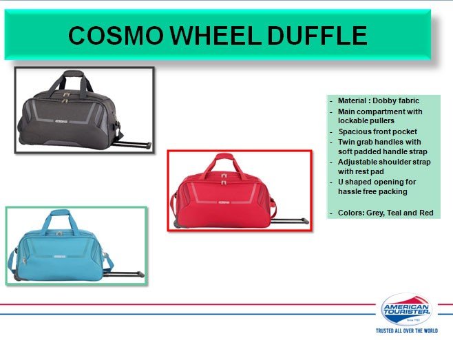 American Tourister bags - Duffle bags, Travel bags, Laptop bags, Backpacks suppliers, dealers, distributors, wholesalers